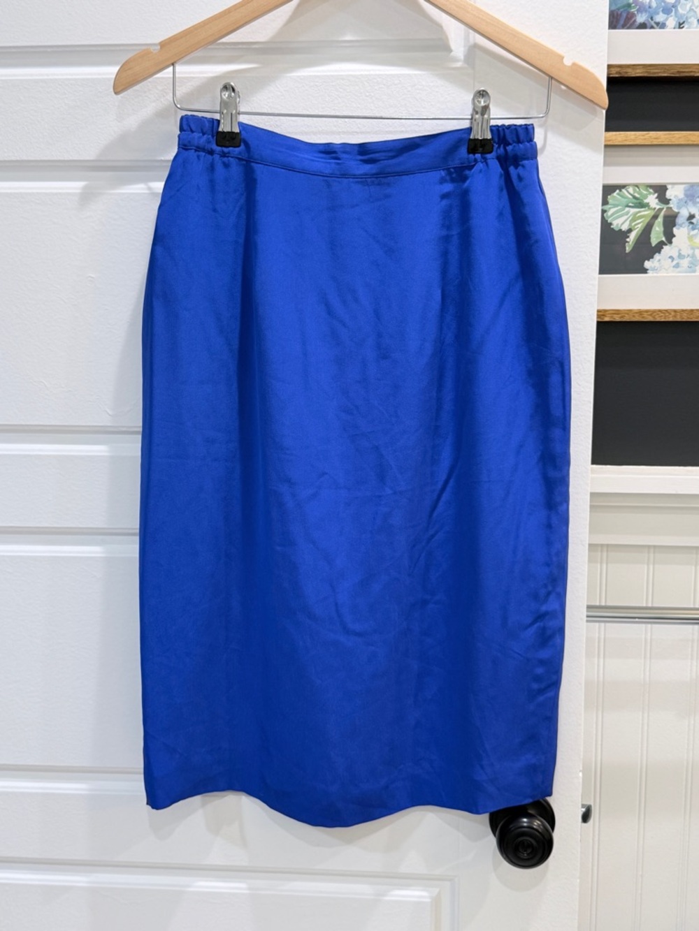 Anne French Silk Skirt Royal Blue Size 8